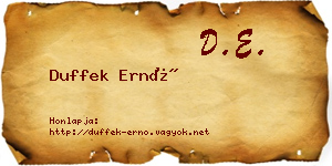Duffek Ernő névjegykártya